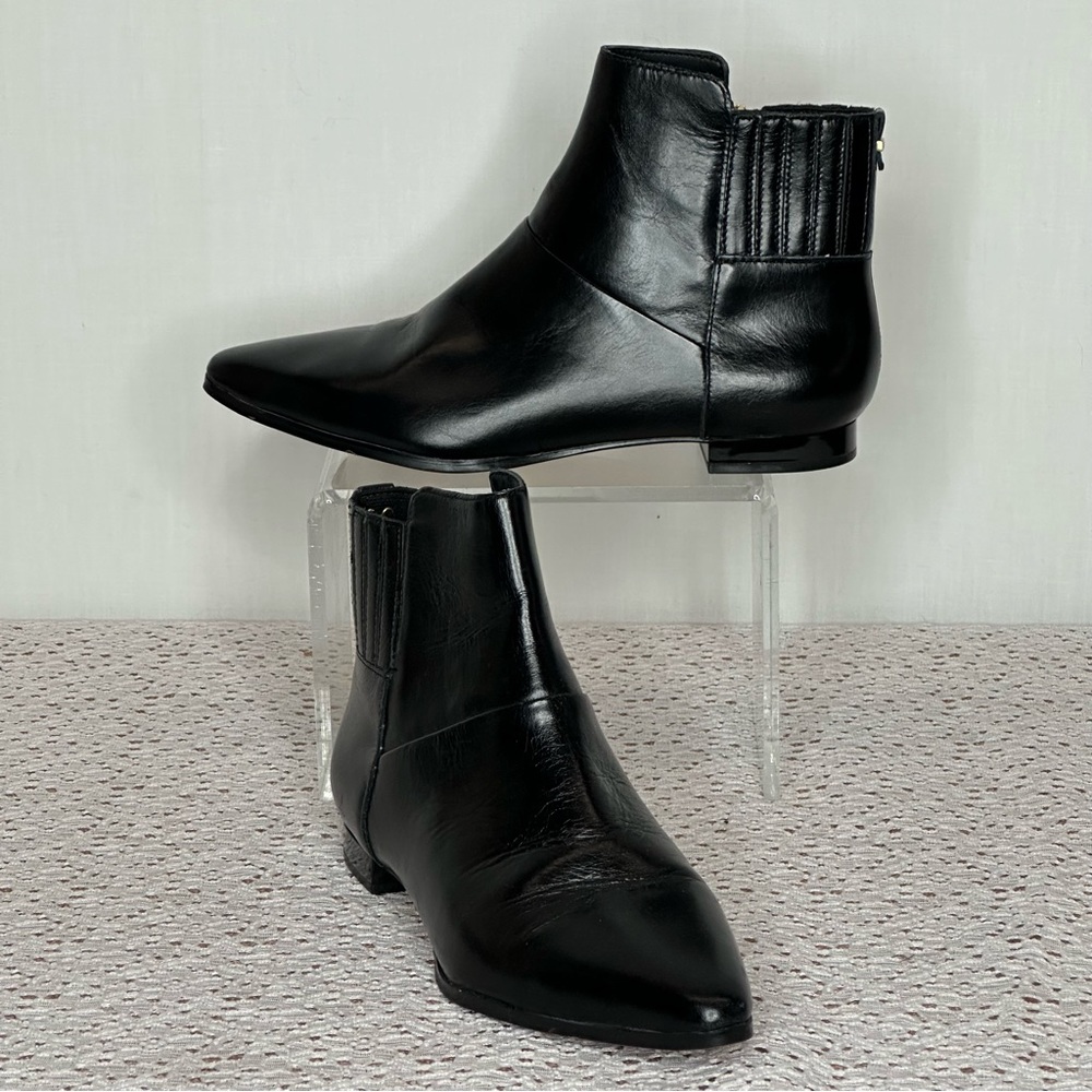 Calvin Klein black pointed toe side zip ankle boots sz 6.5